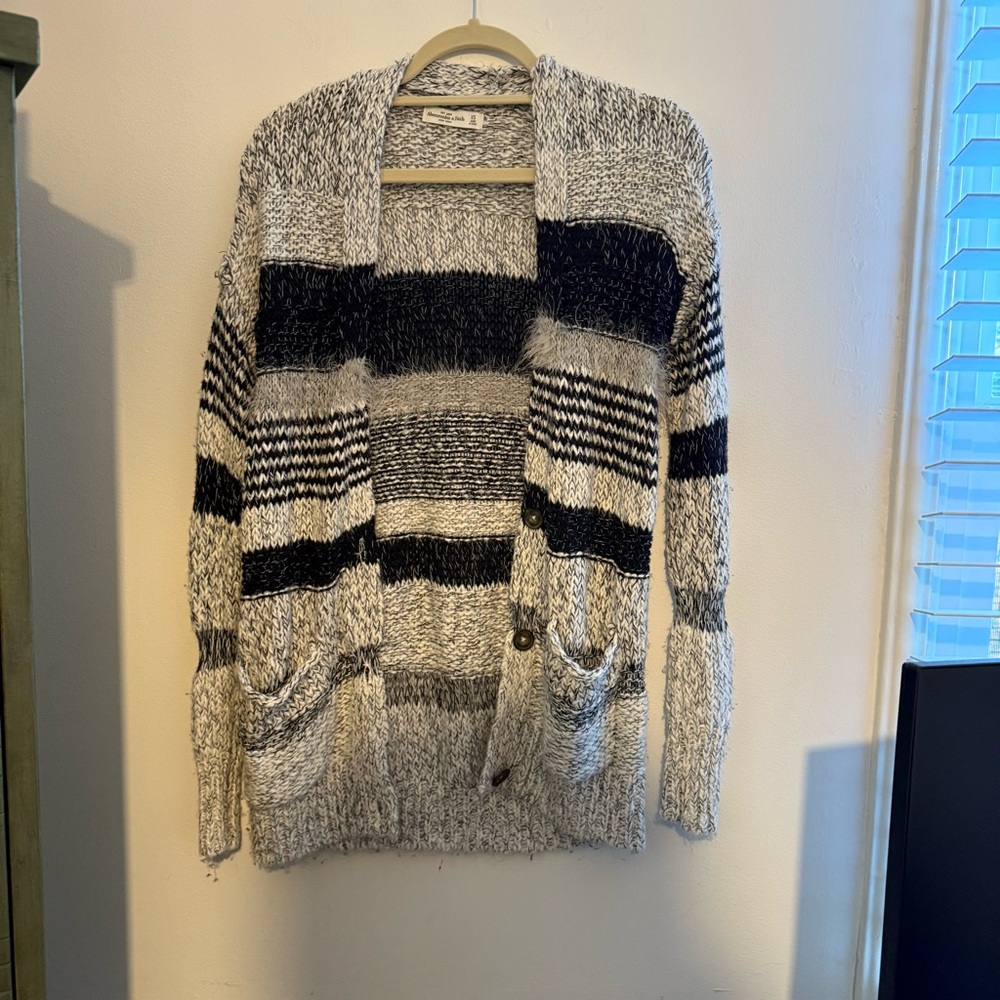 Abercrombie & Fitch Navy and Gray Cardigan